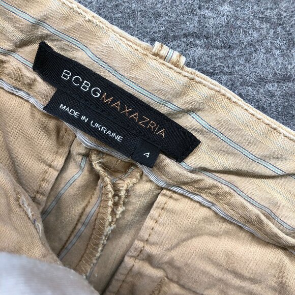 BCBG Maxazria Lightweight Bermuda Shorts Womens Sz 4 Trouser Chino Beige Striped - Picture 6 of 7